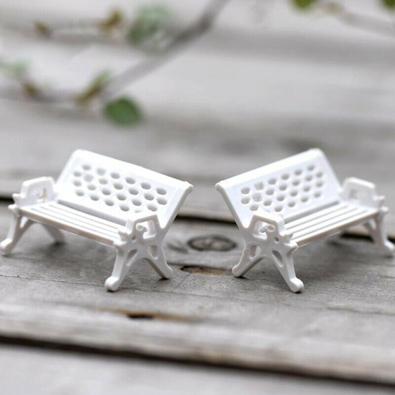 3Pcs Mini Bench Chairs Park Seat Garden Miniatures Micro Landscape Decora.l8