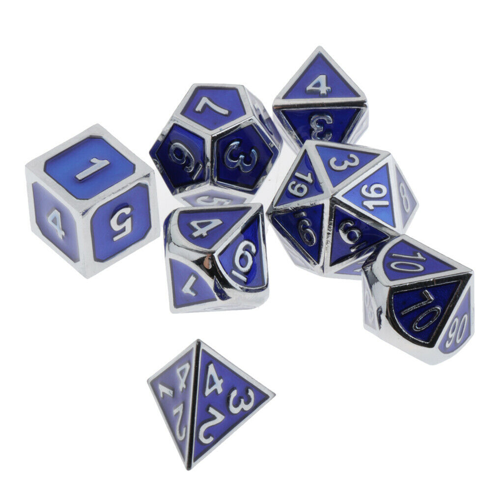 Zinc Alloy Multi-sided Dices D4-D20 Die for Role Play KTV Board Game Blue