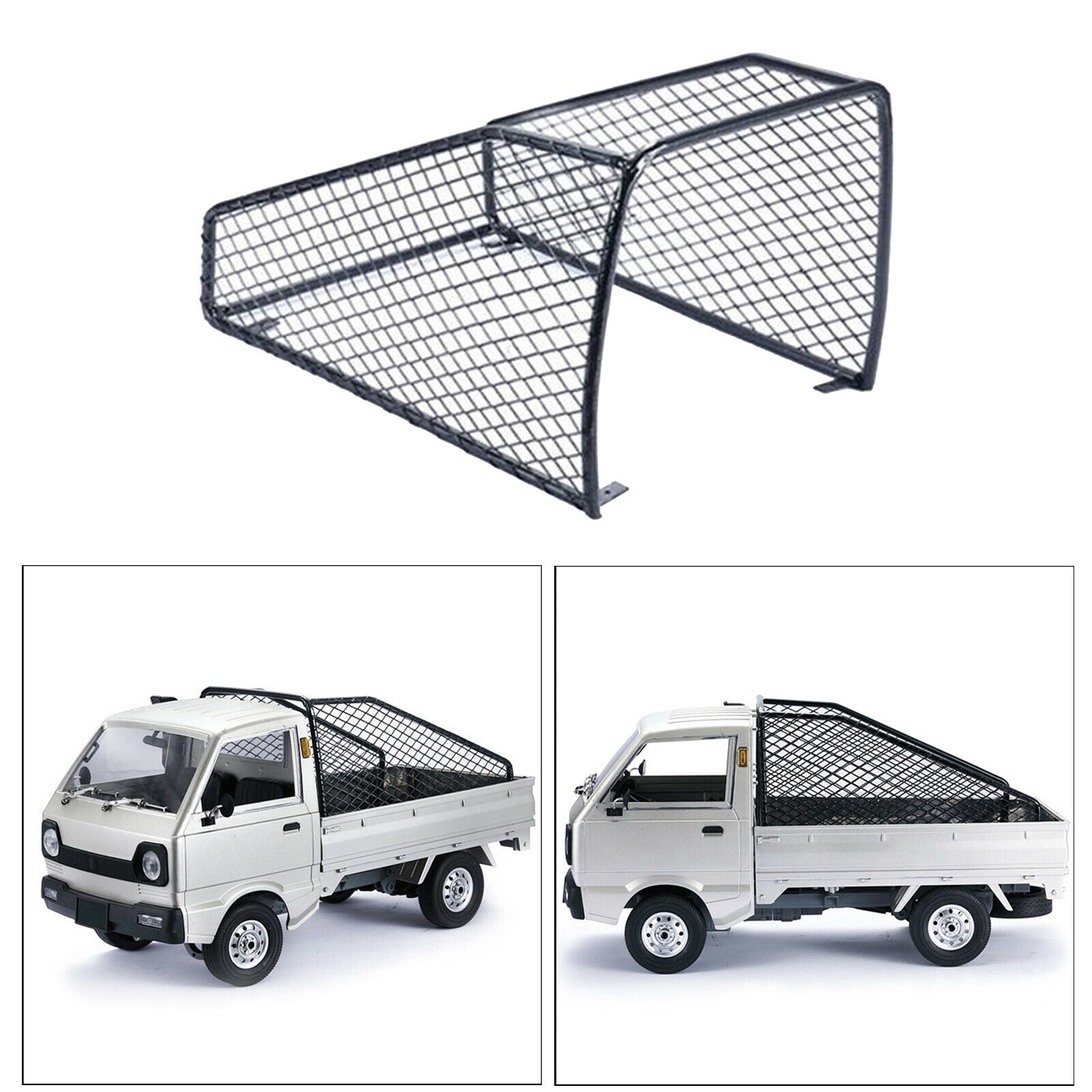 Rear Bucket Roll Cage Accessory fits for WPL D12 RC Black 182x135x115mm