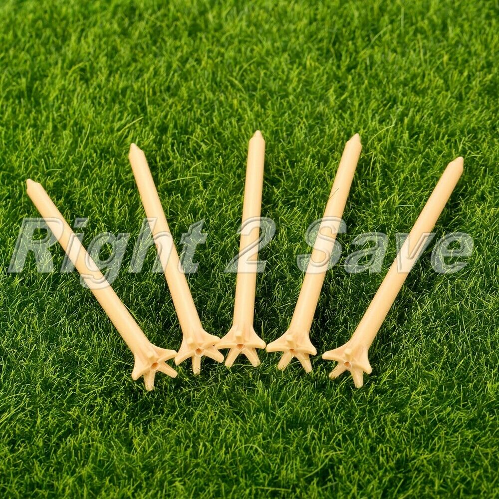 100Pcs Pack 83mm Plastic Frictionless Professional Golf Tee Wheat Color 5 Prong