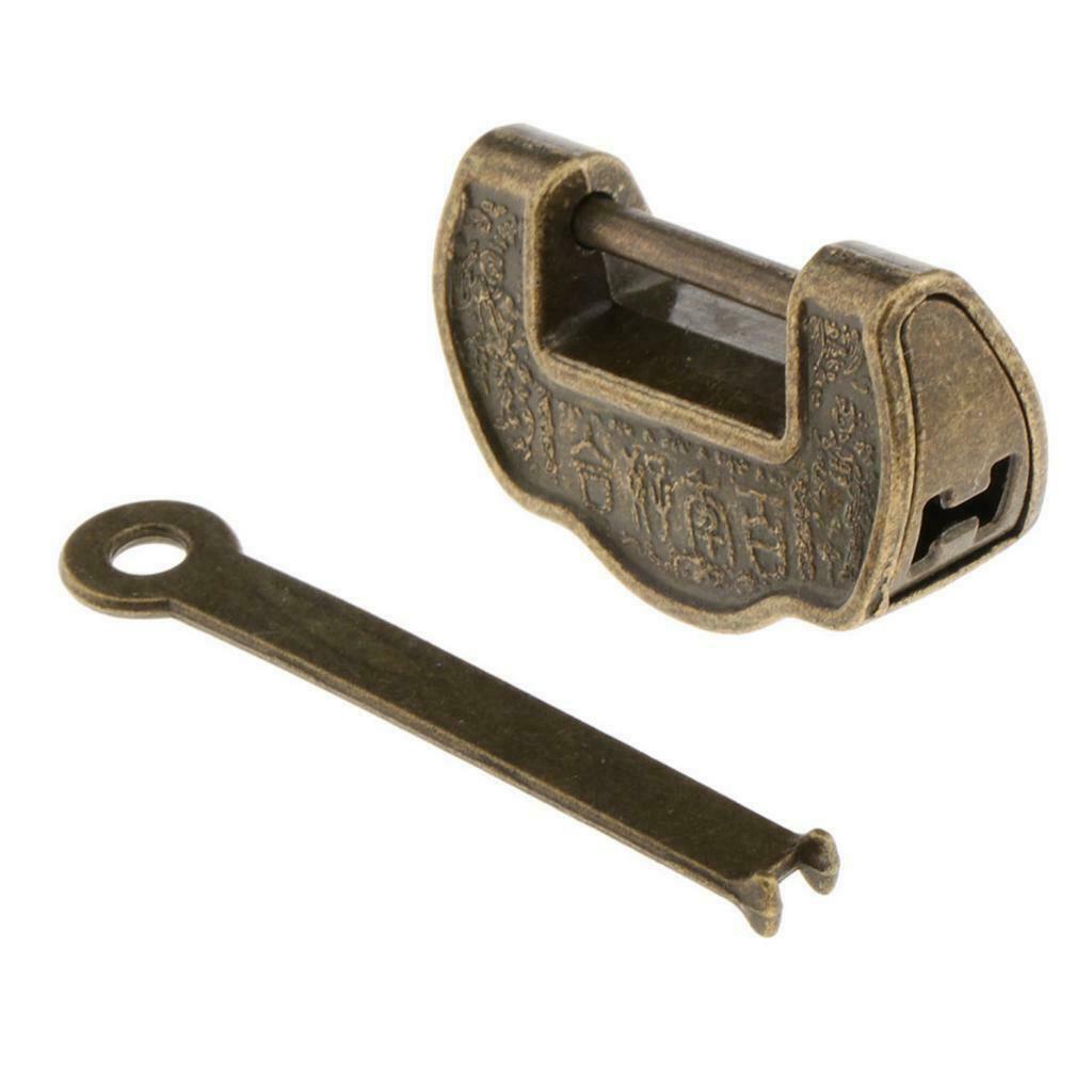 Chinese Retro Bronze Padlocks Set for Jewelry Box Drawer Gifts Ingot