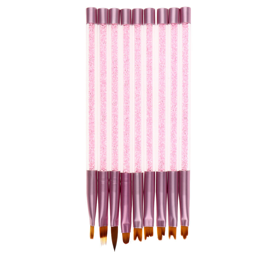 9x UV Gel Acrylic Nail Art Polish Builder Painting Drawing Brushes Pens Set