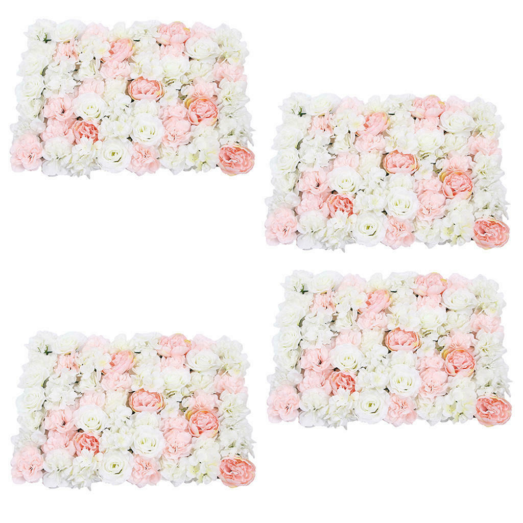 Pieces of 4 Artificial Rose Floral Wall Wedding Photography Backdrop Art Fabric