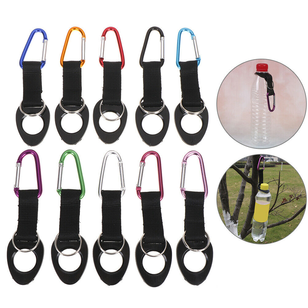 Hiking Water Bottle Holder Hook Belt Clip Aluminum Silicone Carabiner Key.l8