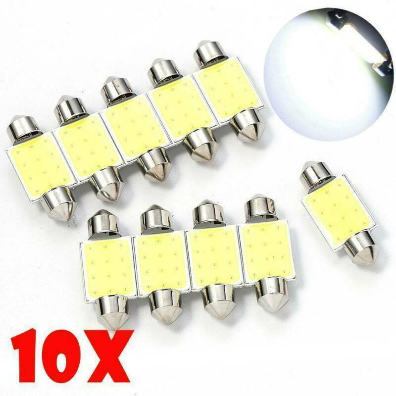 10x 36mm  Cob Canbus Festoon LED Car Interior Roof Dome 12V Light Bulbs Lamp