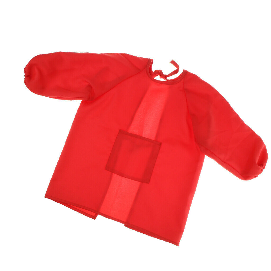 Children Kids Craft Art Apron Drawing Painting Cooking Smock Red