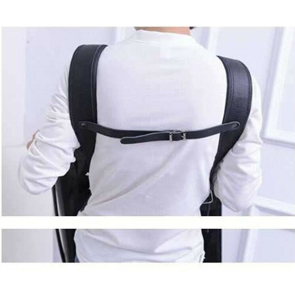 4 Packs Layer Wear-Resistant Cowhide Accordion Shoulder Straps Parts Black