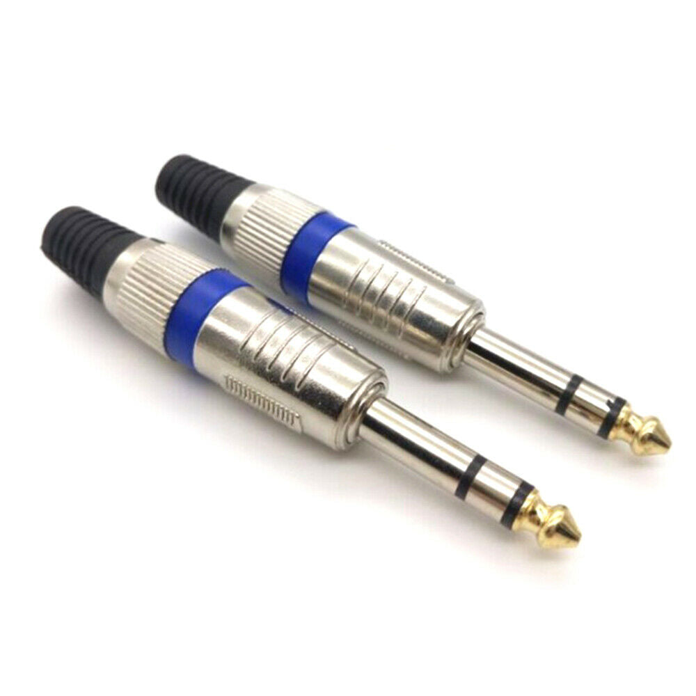 5PCS Stereo Welding Head Microphone Plug Two-Channel Ring Mixer Connector 6.35mm