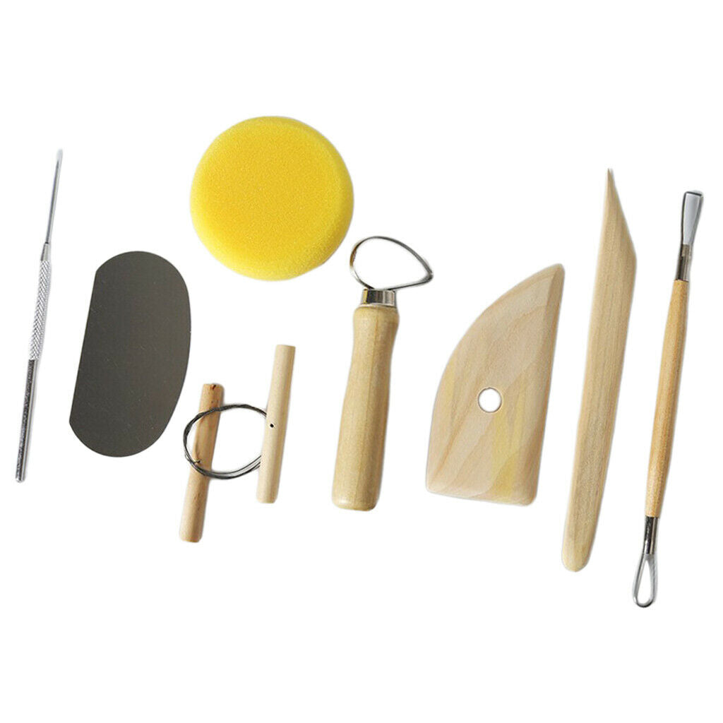8 Pack Wood Clay Sculpting Tools Wooden Handle Pottery Carving Tool Kit