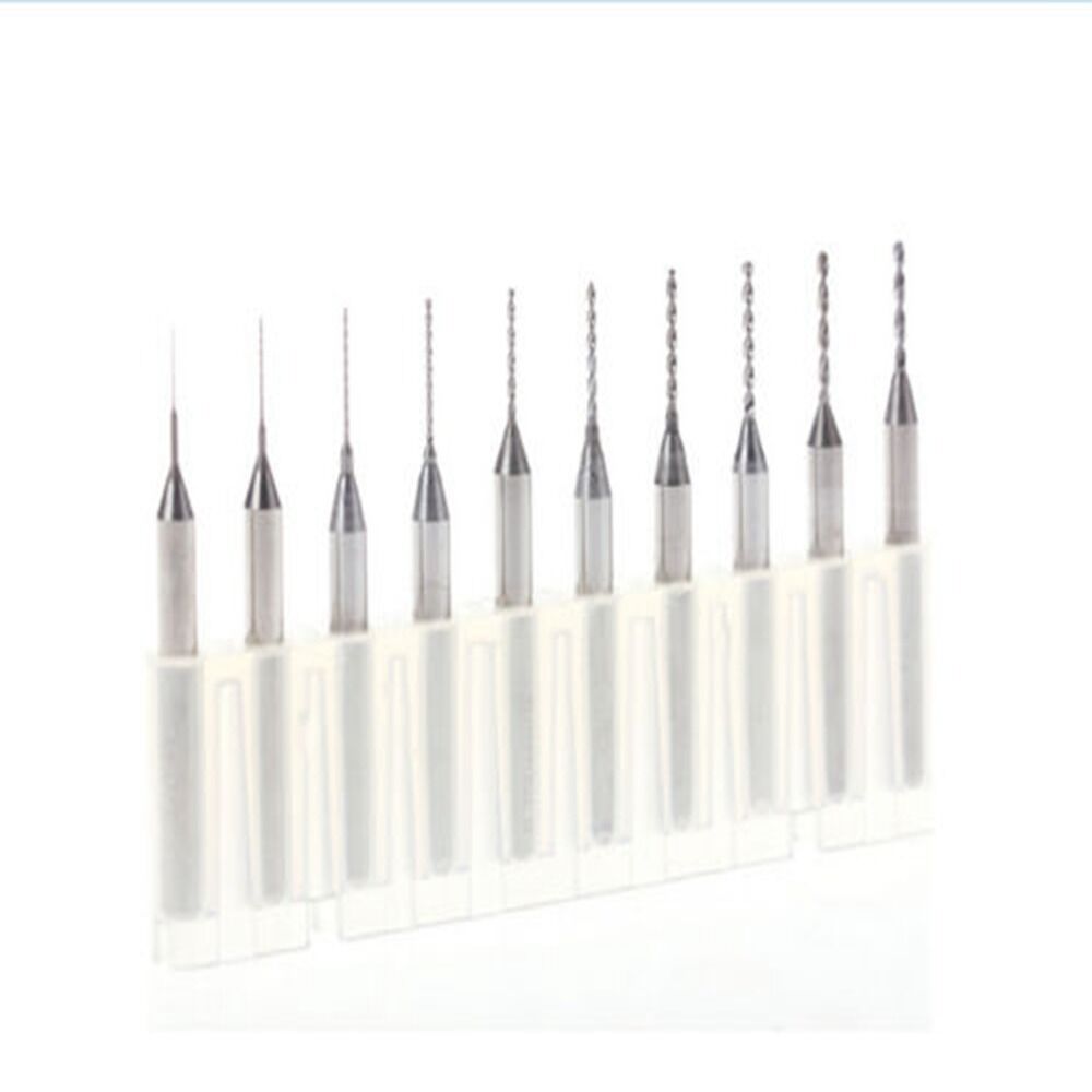 10pcs 0.3mm to 1.2mm Carbide PCB Micro Drill Bits Set CNC Engraving Dremel Tool