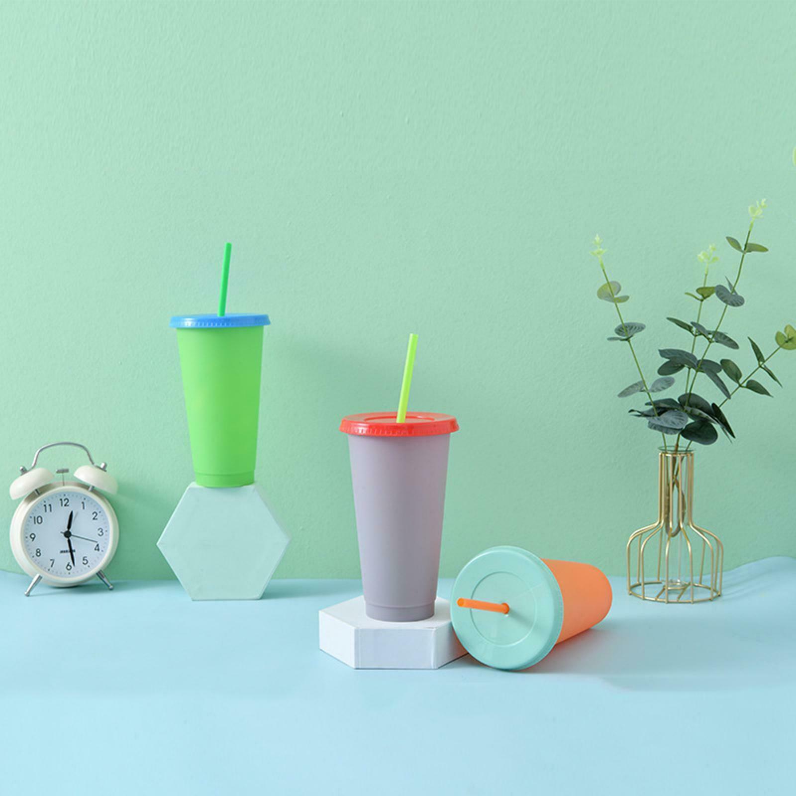 5x Color Changing Cup With Straw Lid Cold Drink Cup Water Tumblers Mix Color