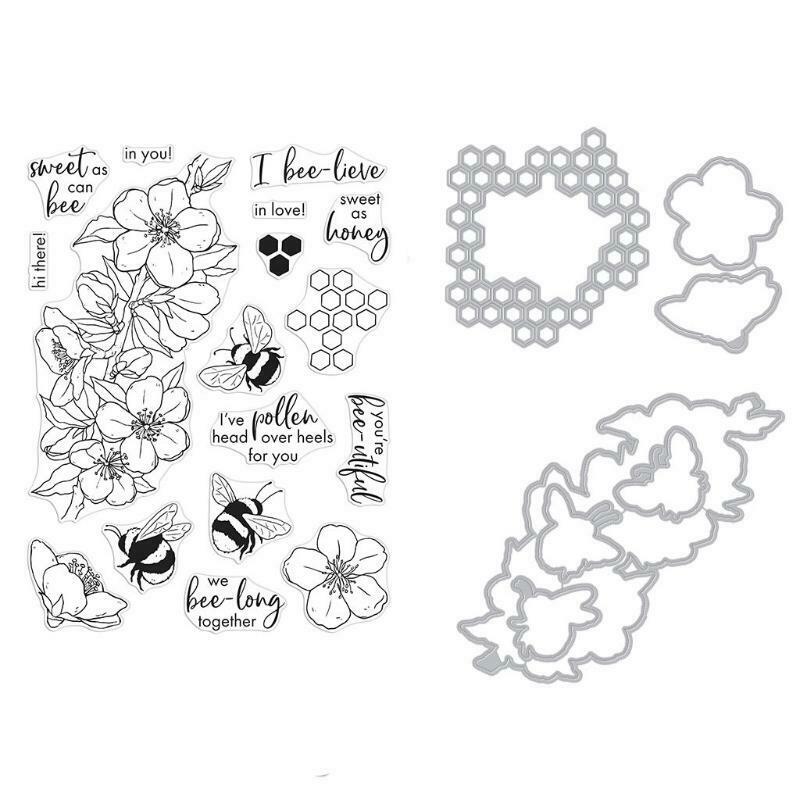 Flower Bee Seal Stamp with Cutting Dies Stencil Set DIY Scrapbooking Embossing