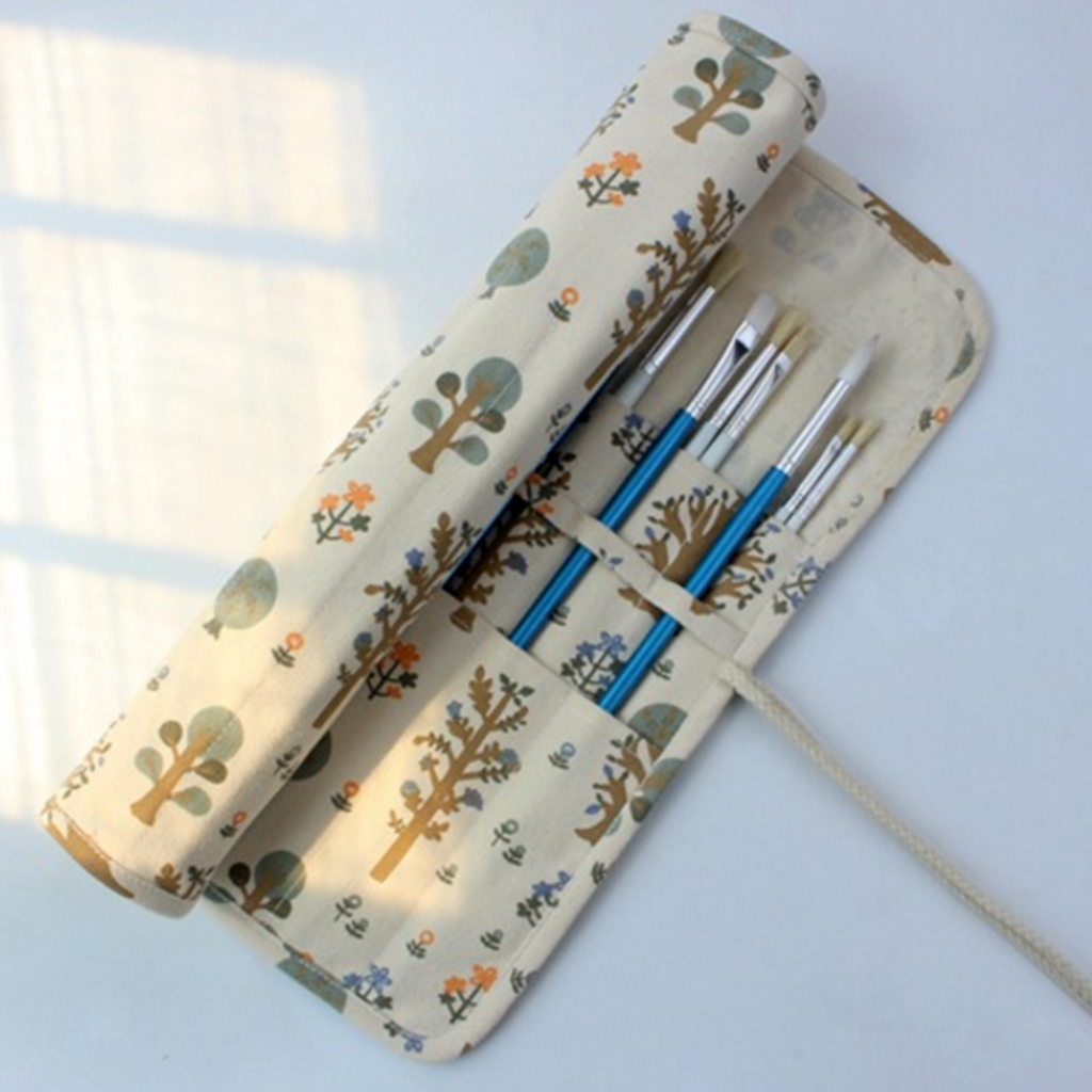 Roll Up Canvas Paint Brush Storage Case Bag Holder Pouch for Painting Tools