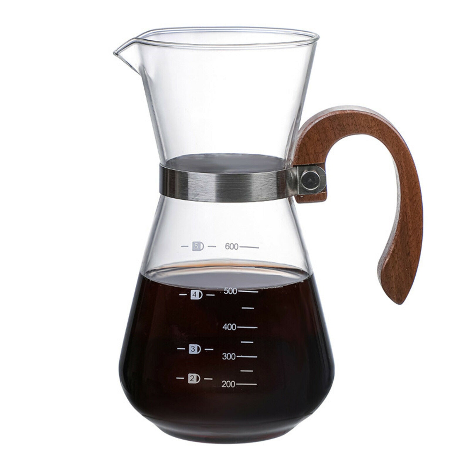 1pc Pour Over Coffee Maker Carafe Reusable w/ Filter Coffee Pot Teapot
