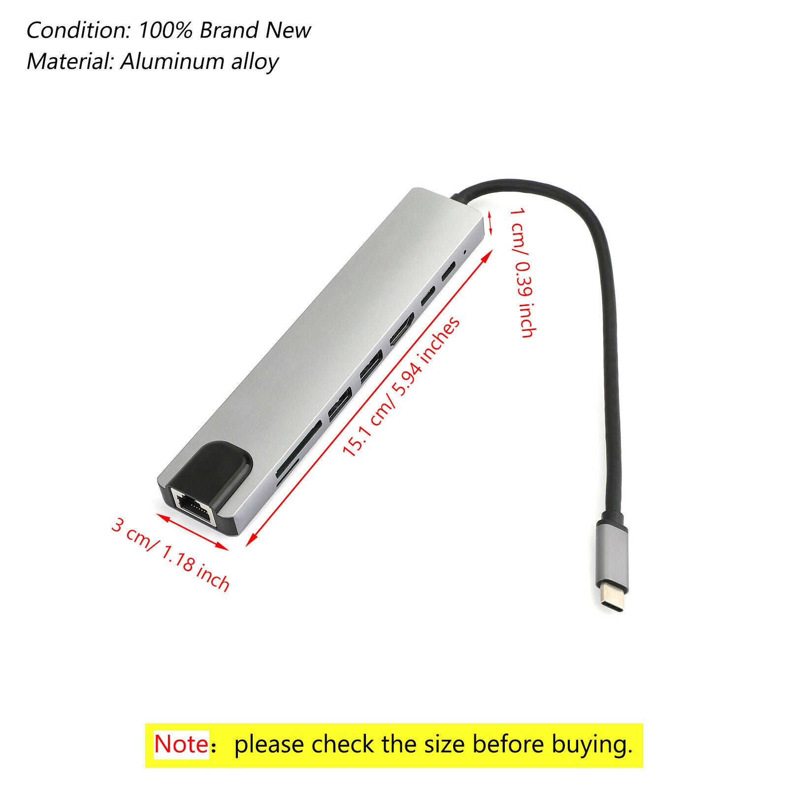 8 in1 USB-C to Type-C USB3.0 HDM 4K VGA RJ45 Adapter HUB Multi-function Dock