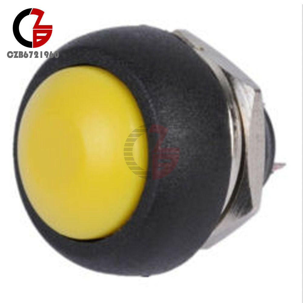 5PCS Yellow 12mm Waterproof Momentary ON/OFF Push Button Mini Round Switch