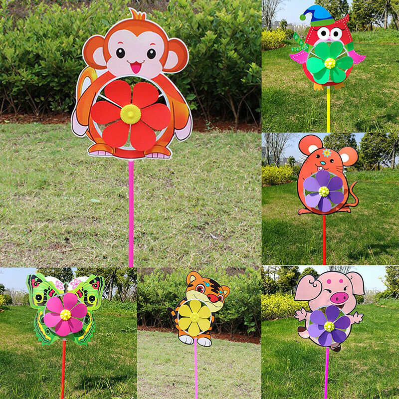 Lovely Cartoon Handmade Windmill Wind Spinner Kids Toys Yard Garden Decor.l8