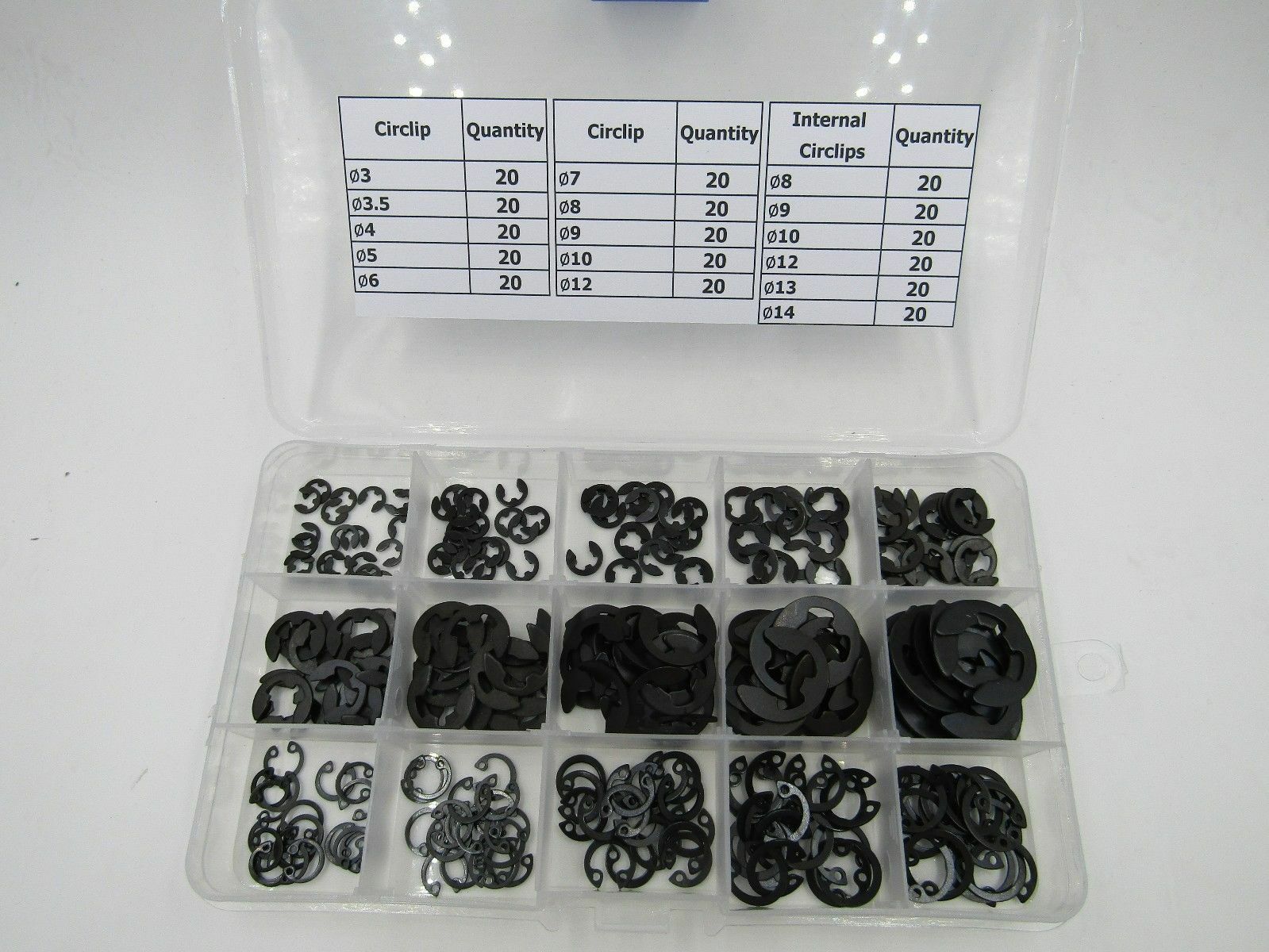 320Pcs Stainless Steel E-Clip Retaining Circlip Assortment Kit 3mm to 14mm