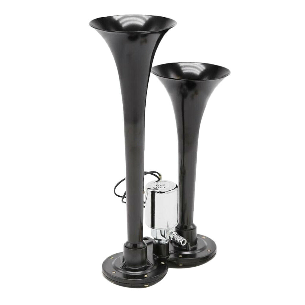 12V Dual Trumpet Air Horn - Classic Super Loud Powerful Train Car Truck Boat Air