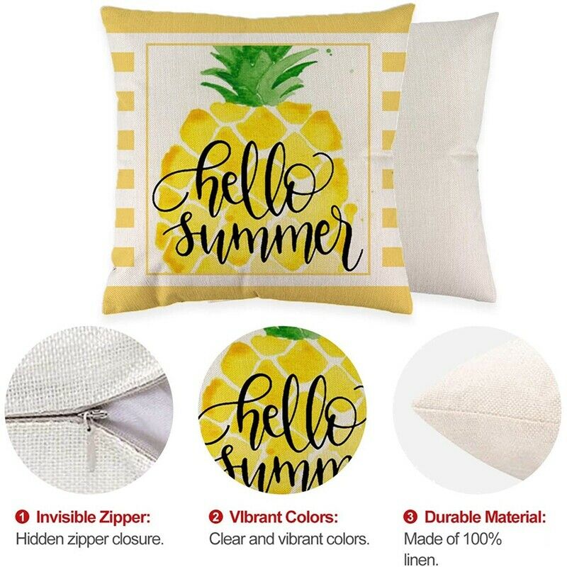 Summer Pillow Covers 18X18 Set of 4,Throw Farmhouse Pillow Covers Linen CushK7H2