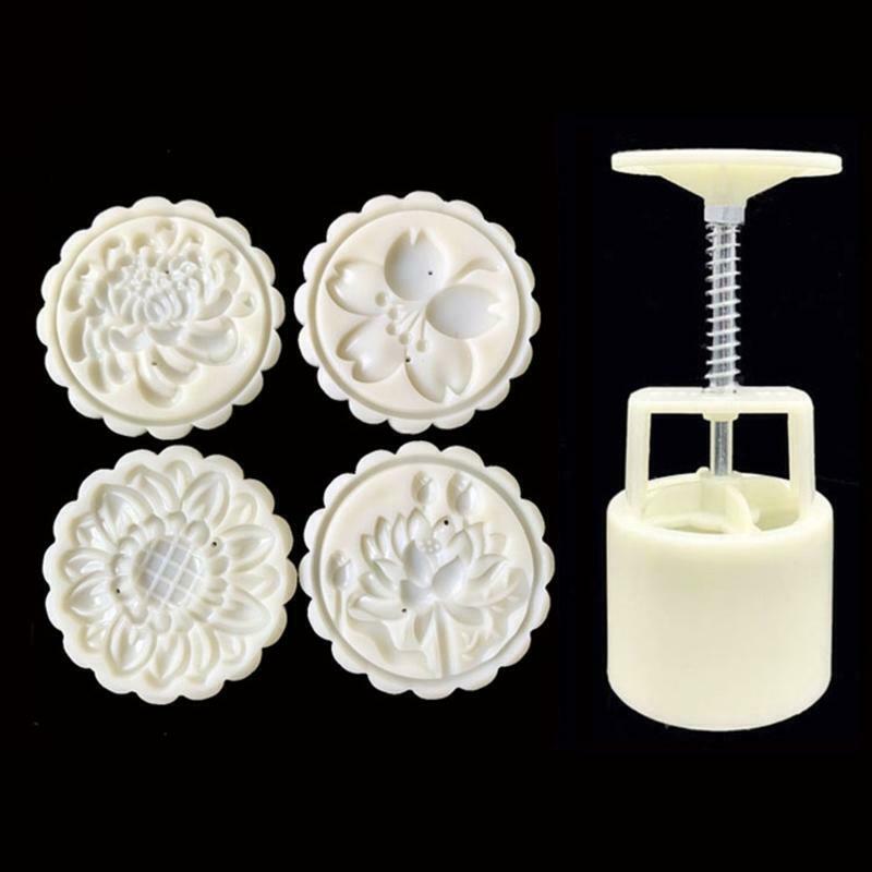 4 Sunflower Stamps 75g Mooncake Mold Cookie Cutter Hand Press Green Bean DIY