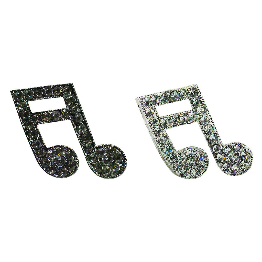 2Pcs Women Alloy Musical Symbol Enamel  Brooch Lapel Pin Collar Tips Black