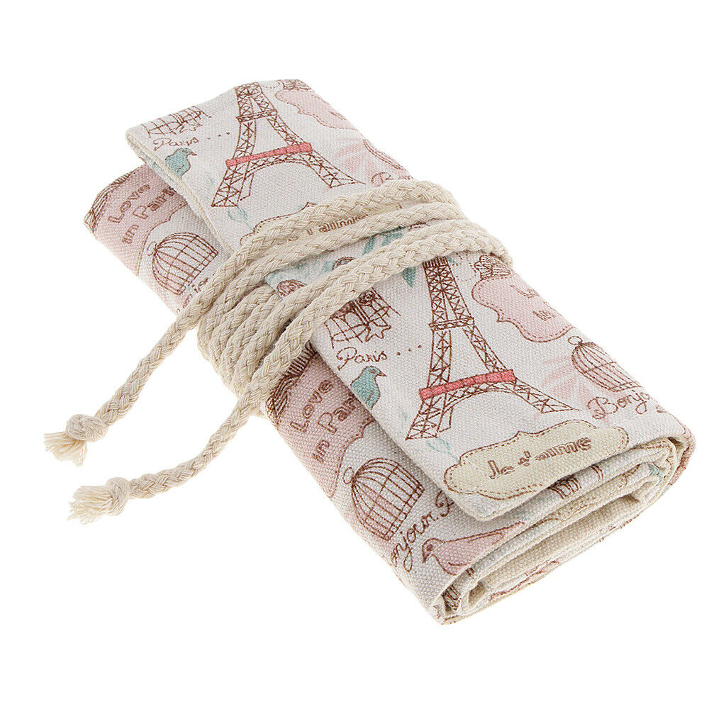36 holes canvas roll up pencil bag pen holder holder brush