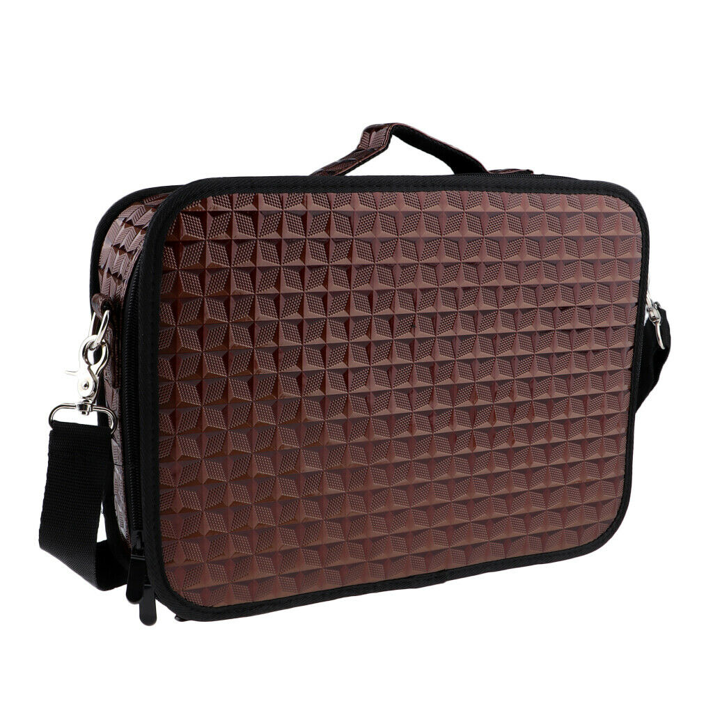 Hair Scissors/Shears Holder Case Clips,Combs PU Bag Diamond Texture Brown