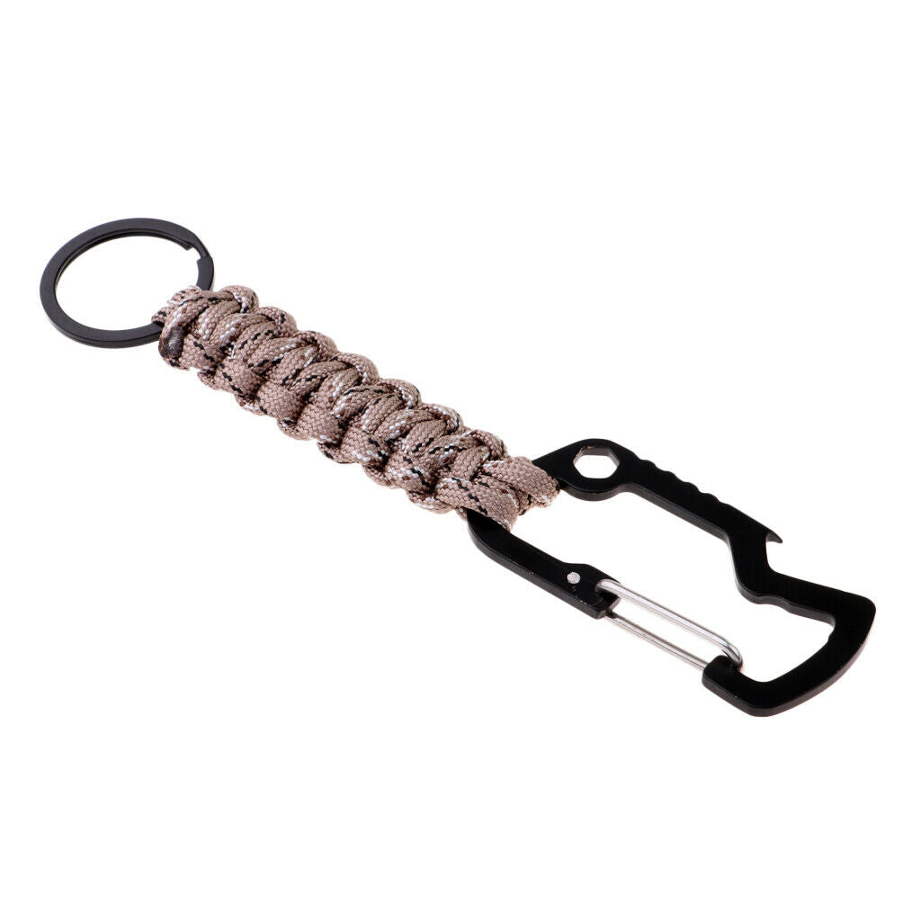 3pcs Zinc Alloy Outdoor Paracord Keychain Belt Clip Keyring Camping Hunting
