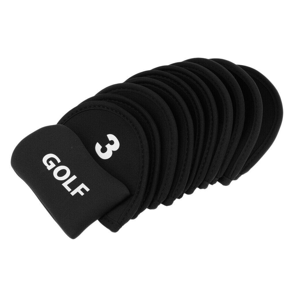 10pcs Neoprene Golf Iron Head Covers+1 Pcs Golf Putter Headcovers Set Black