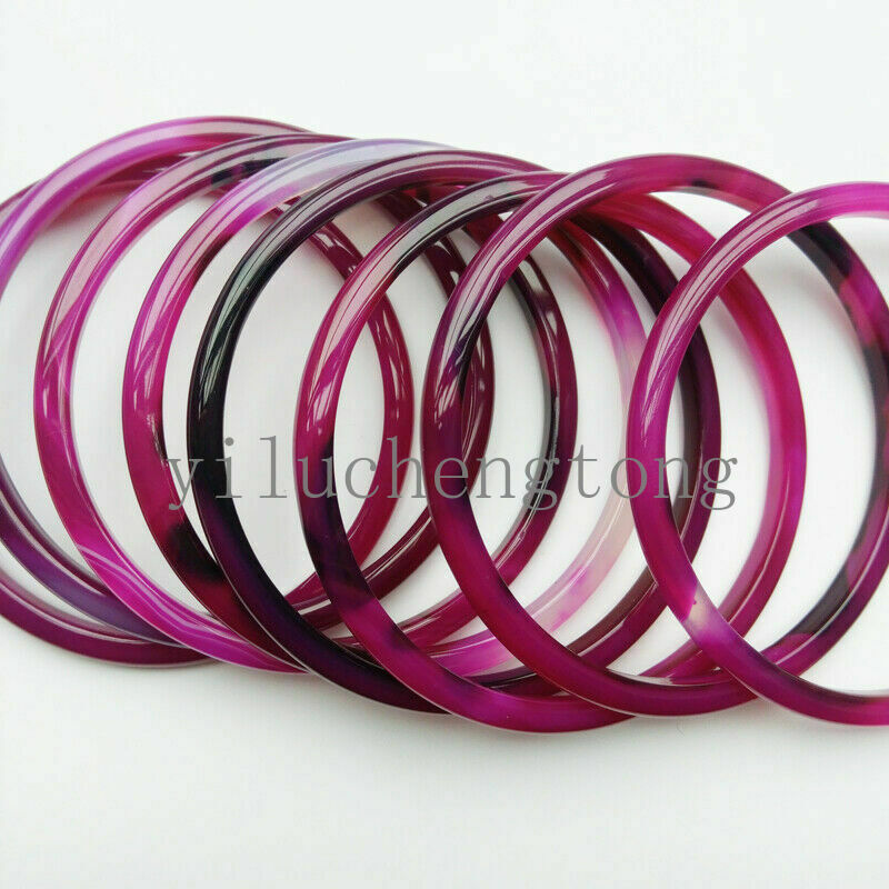 5pcs Fashion 100% Natural Agate Chalcedony Bangle Bracelet 54-55mm+Certificate