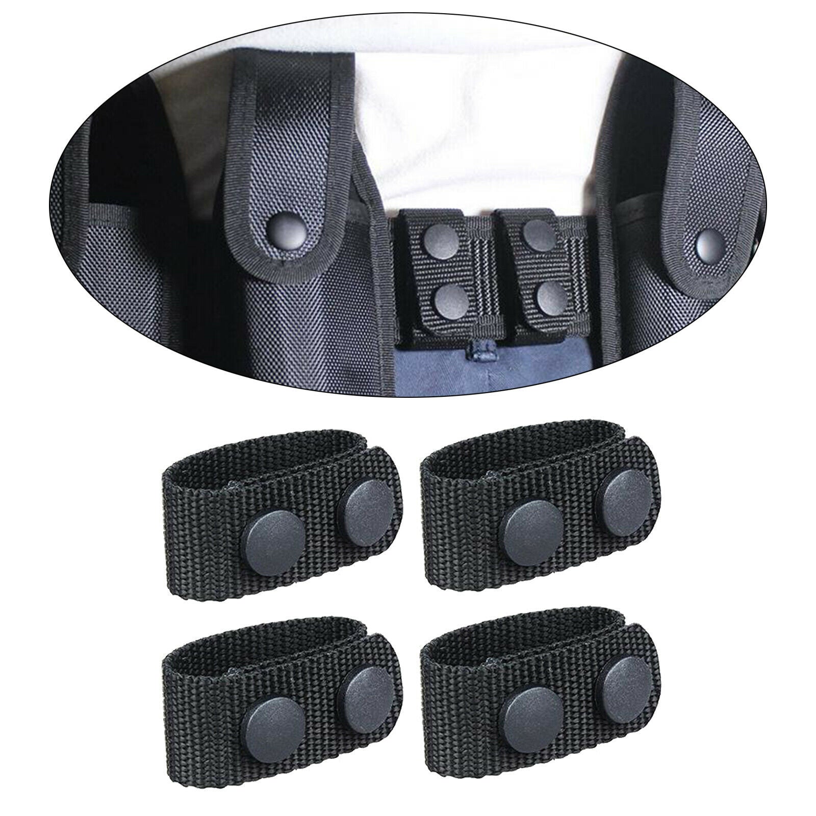 4x Nylon Duty Belt Keeper Heavy Duty 5/5.8cm Webbing Strap Keepers Holder