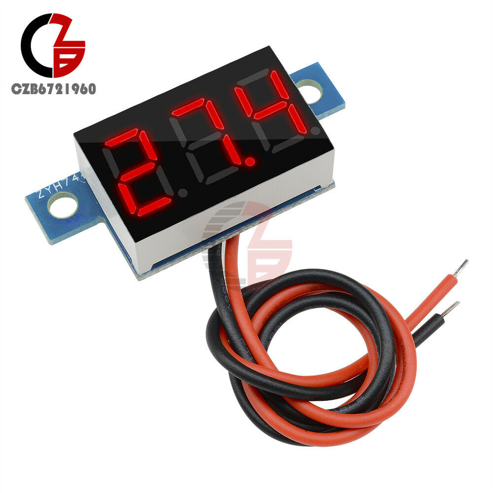 Red 0.36 inch 2 Wire 3 LED 3.3-17V Panel Meter Mini Lithium Battery Voltmeter