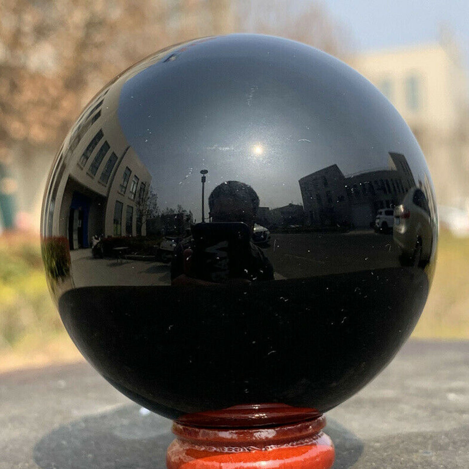 Asian Natural Black Obsidian Sphere Large Crystal Ball Healing Stone Lot