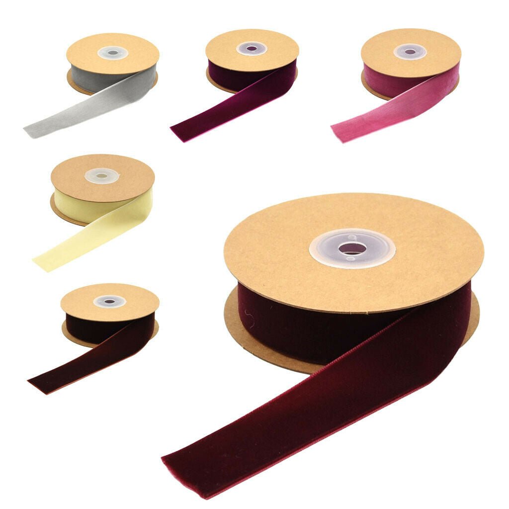 Burgundy 25mm/1'' 5 Yards Velvet Ribbon Roll for Crafts Headband Clips Bows