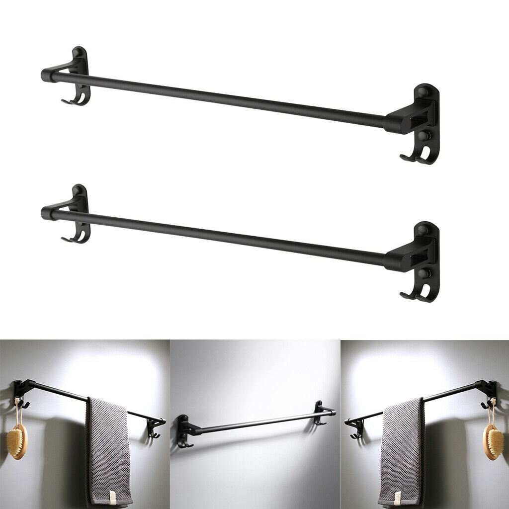2Piece of  Black Finish Aluminuml 24Inch Bathroom Towel Rack Wall Mounted Towel