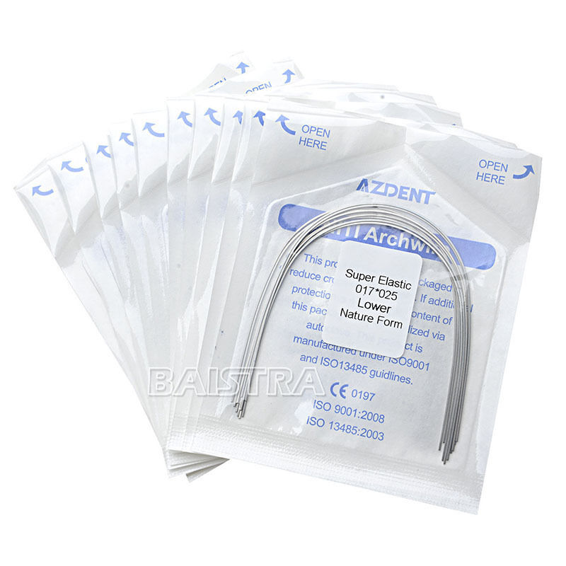 50X Dental Super Elastic Niti Arch Wire Rectangular 17X25 Lower Natural Form