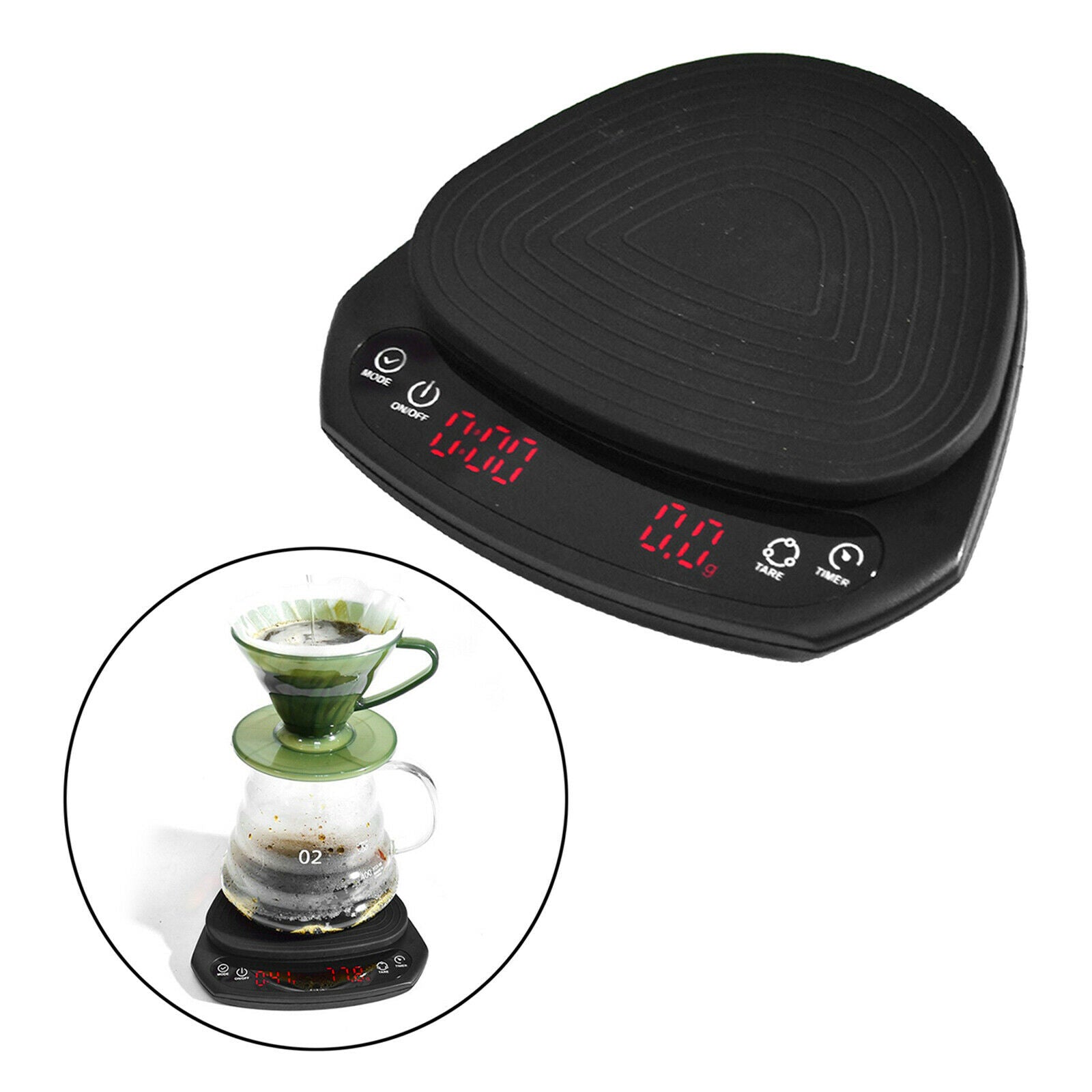 Electronic Digital Kitchen Scale Drip Coffee with Timer Household Use Black