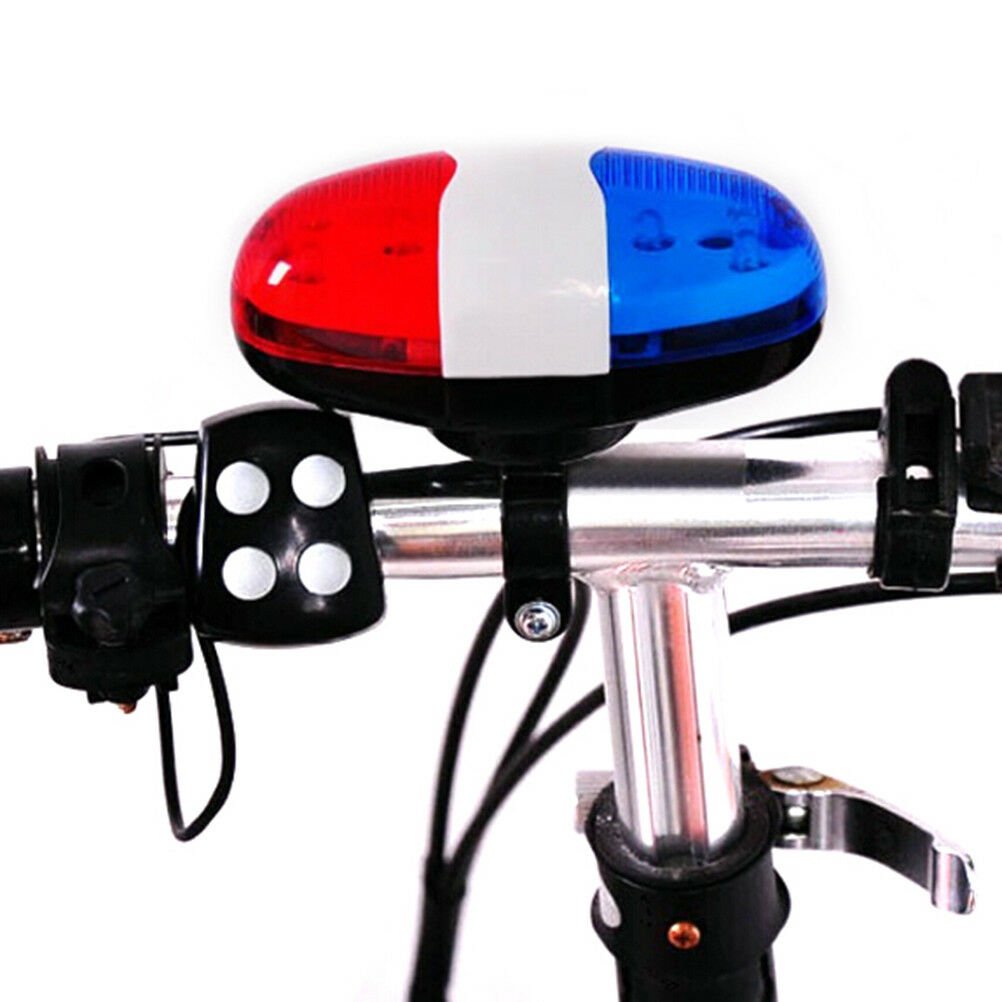6 bike bicycle police led light + 4 loud siren sound trumpet cycling horn bel Lt