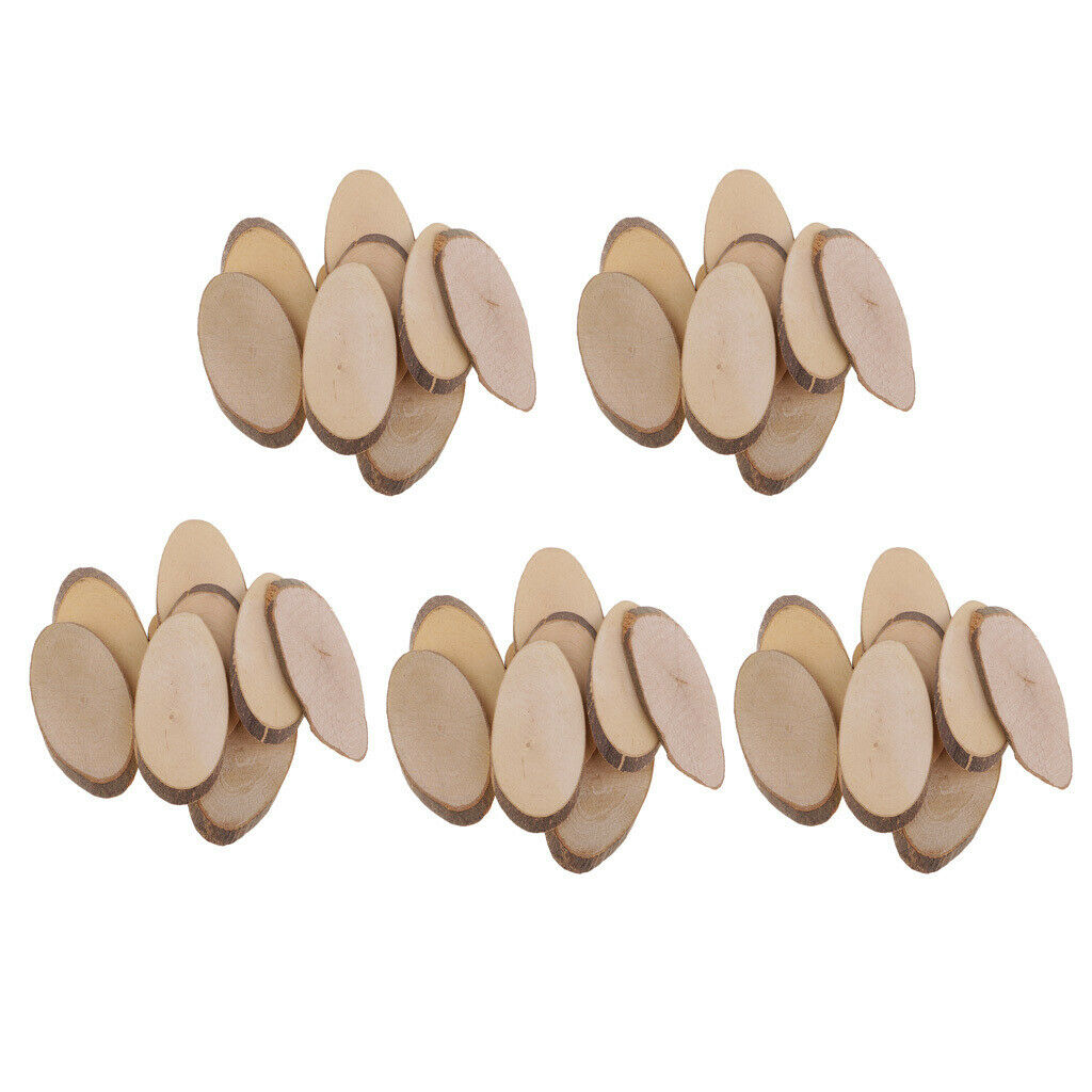 50Pcs Wooden Log Slices Natural Tree Bark Decorative Disc Woodworking Tree