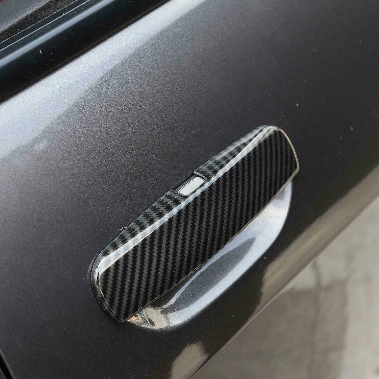 Fit 2011-2020 Dodge Charger Print Look Door Handle Covers Black Carbon Fiber