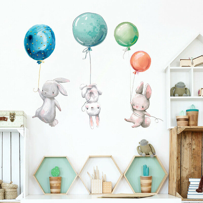 Colorful Balloon Rabbits Bedroom Wall Stickers For Kids Room children Nurser SJ