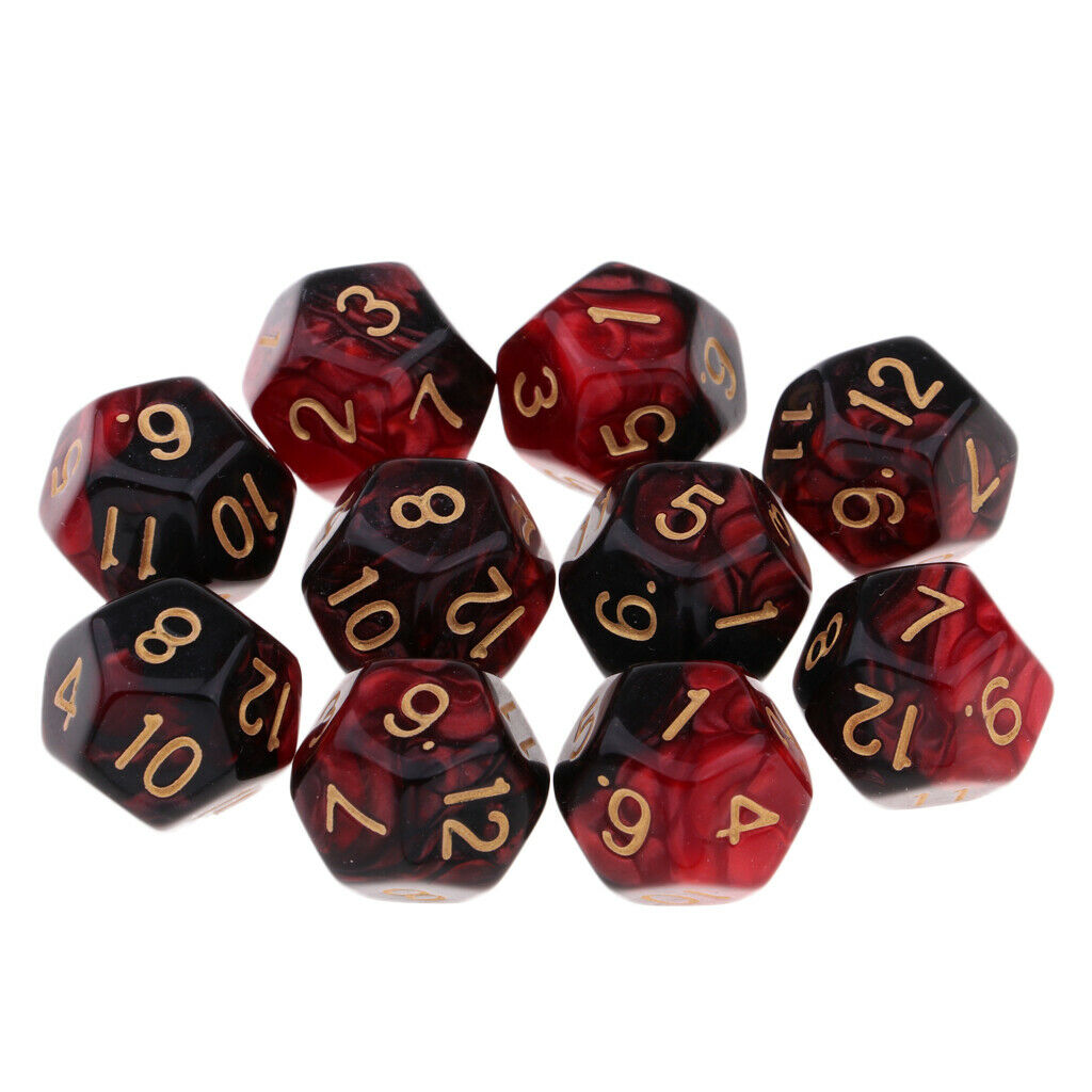 Multi-sided Dice Polyhedron Dice D12 for D&D TRPG Table Game  Black