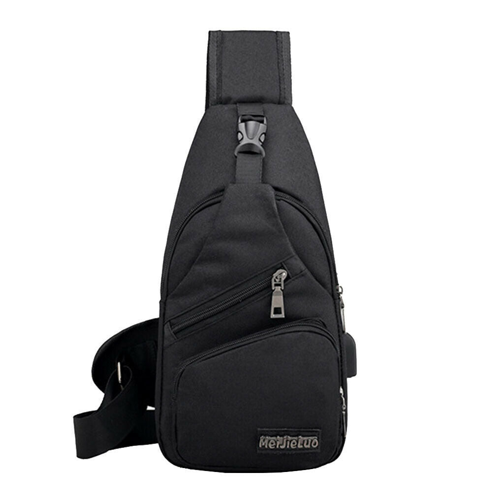 2Pcs Mens Sling Bag USB Charging Port Outdoor Travel Casual Lightweight Bag