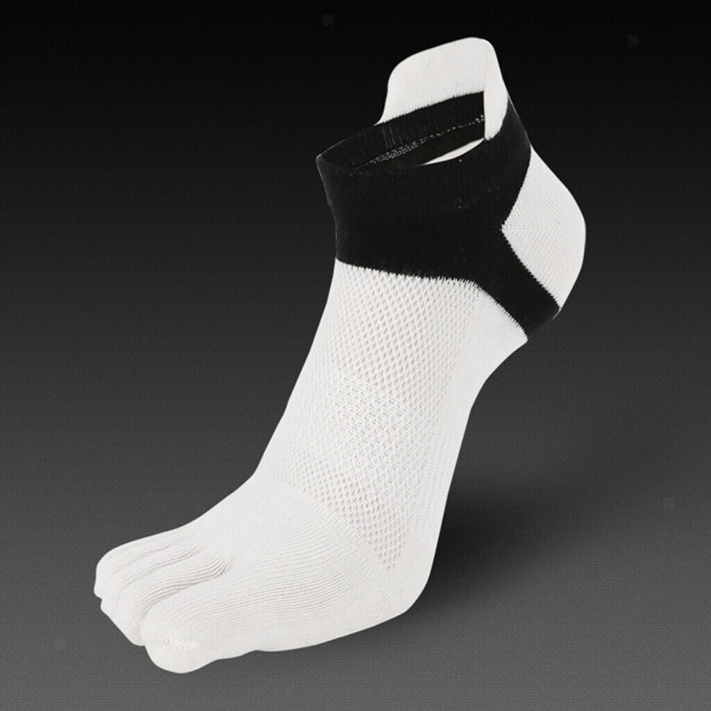 2 Pairs Toe Socks Net Sweat Absorb No Show Sports Yoga Crew Socks Hosiery