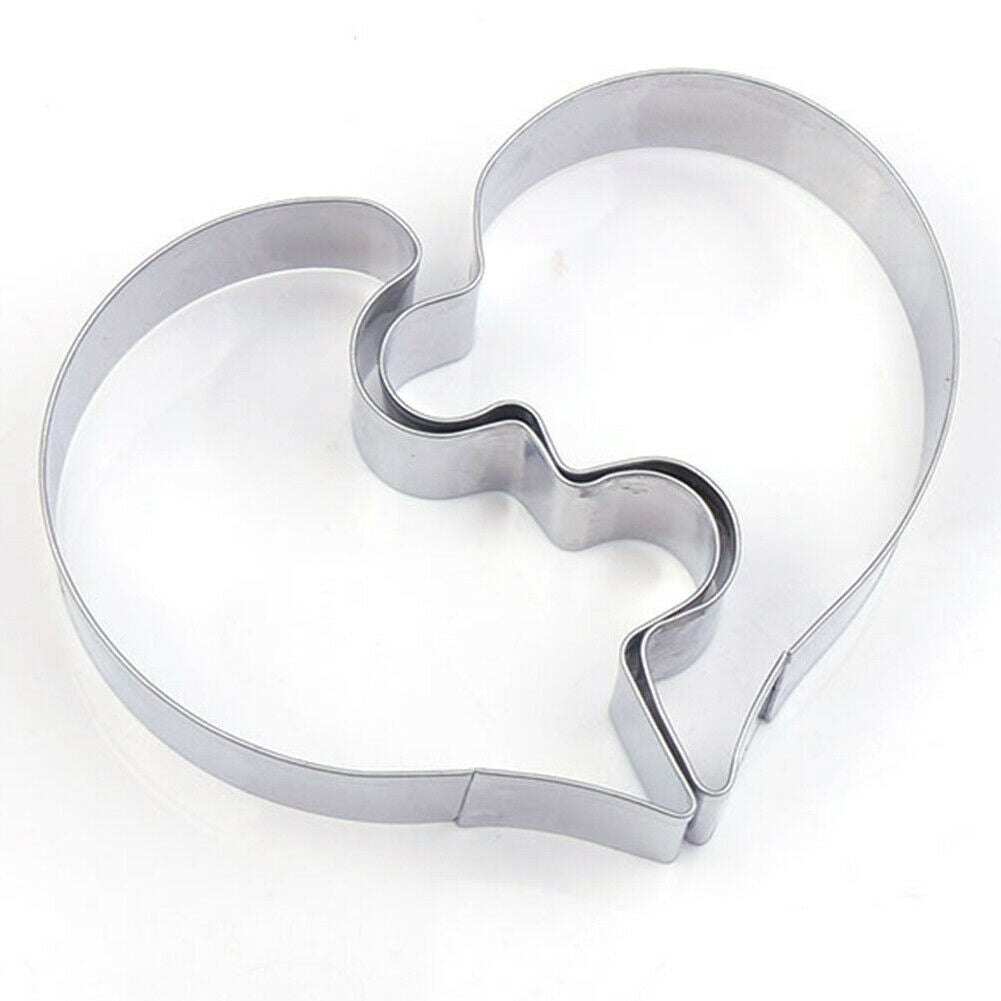 2× Heart Shape Stainless Steel Cookie Mould Fondant Cake Cutter Baking Gadget My
