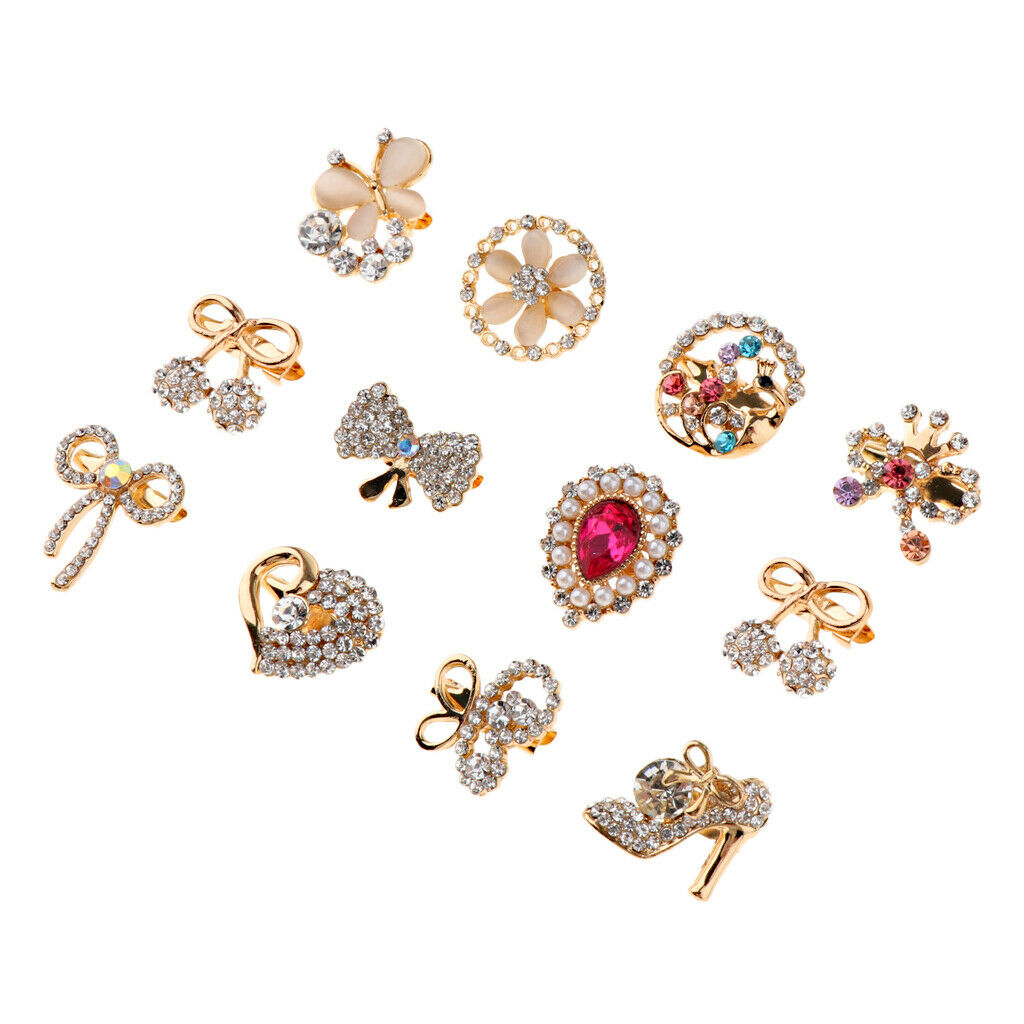 12Pcs Women Metal Alloy Brooch Lapel Pin Collar Tips Fashion Brooch Pins Set