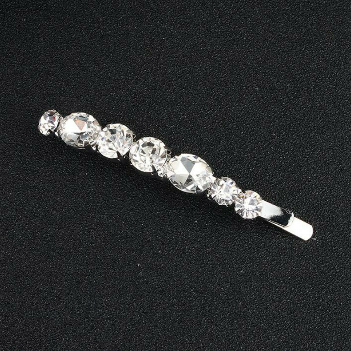 2x Crystal Diamante Barrette Bobby Pins Hair Clips Slides Grip Wedding Headdress