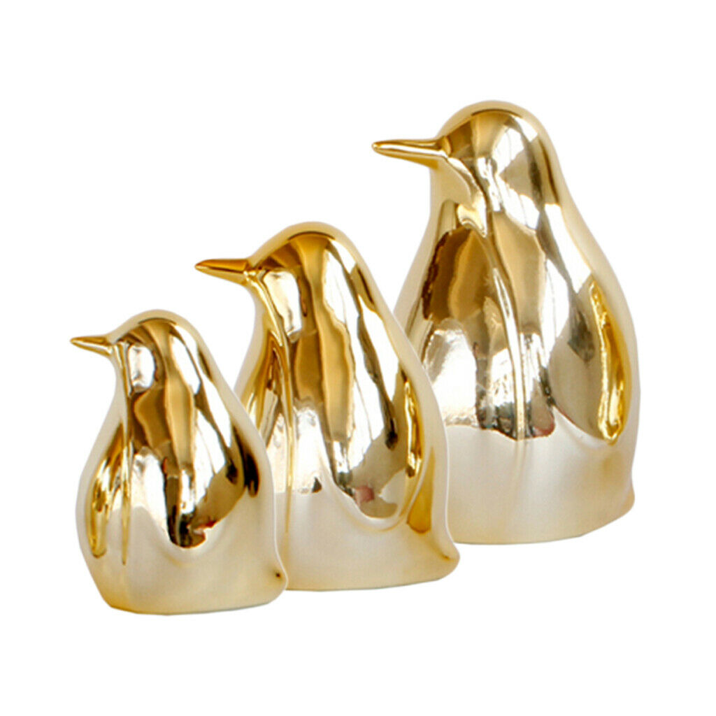 2x Golden Bird Statue Desktop Display Bedroom Home Decor Ornament Gift S+L