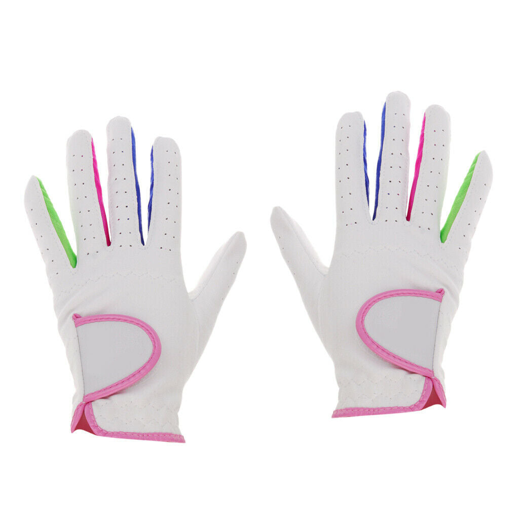 1 Pair Kids Children Junior Non-slip Grip Elastic Breathable Golf Gloves - 14